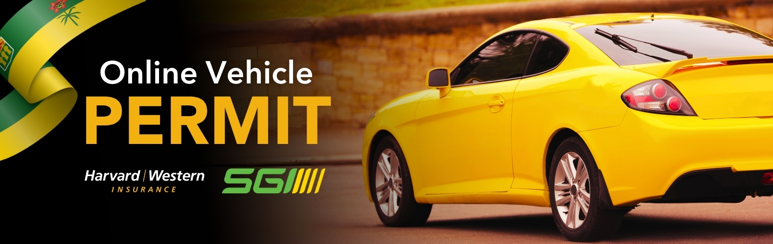 vehicle permit SGI Saskatchewan with yellow car